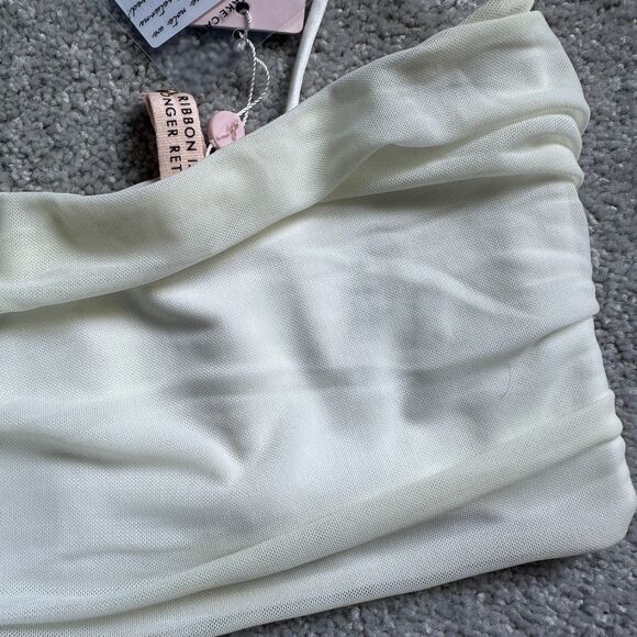 NWT OH POLLY WHITE NYLON CAMISOLE CROP TOP - Picture 9 of 9